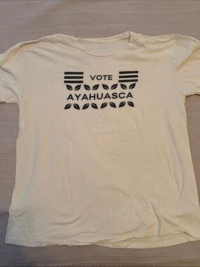 DMT WORLD Vote Ayahuasca Graphic Tee - Cream with Black Print